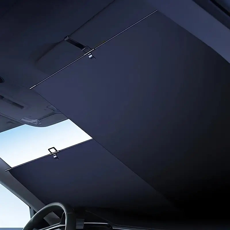 Automatic Retractable Front Windshield Sunshade - Heat-Resistant Car Accessory with Durable Fabric
