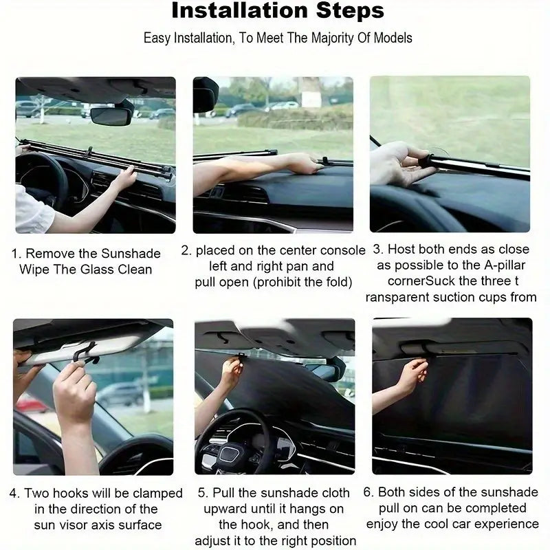 Automatic Retractable Front Windshield Sunshade - Heat-Resistant Car Accessory with Durable Fabric
