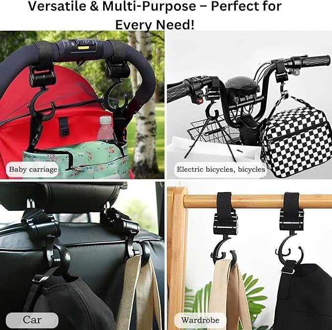 Baby Stroller Hooks for Hanging - Heavy-Duty Clips for Diaper Bags