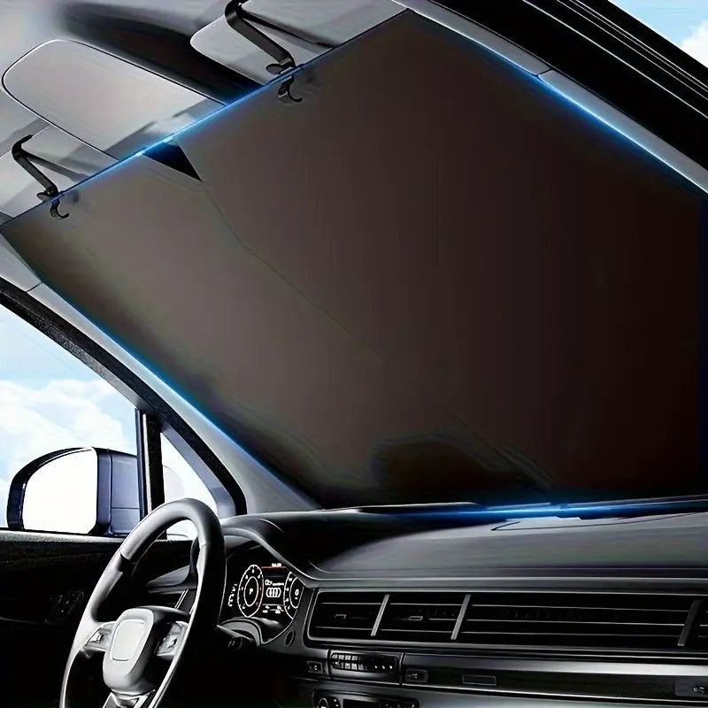 Automatic Retractable Front Windshield Sunshade - Heat-Resistant Car Accessory with Durable Fabric
